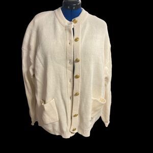ASHLEY HILL Women’s Front Button Sweater Cardigan Ivory/Cream XL